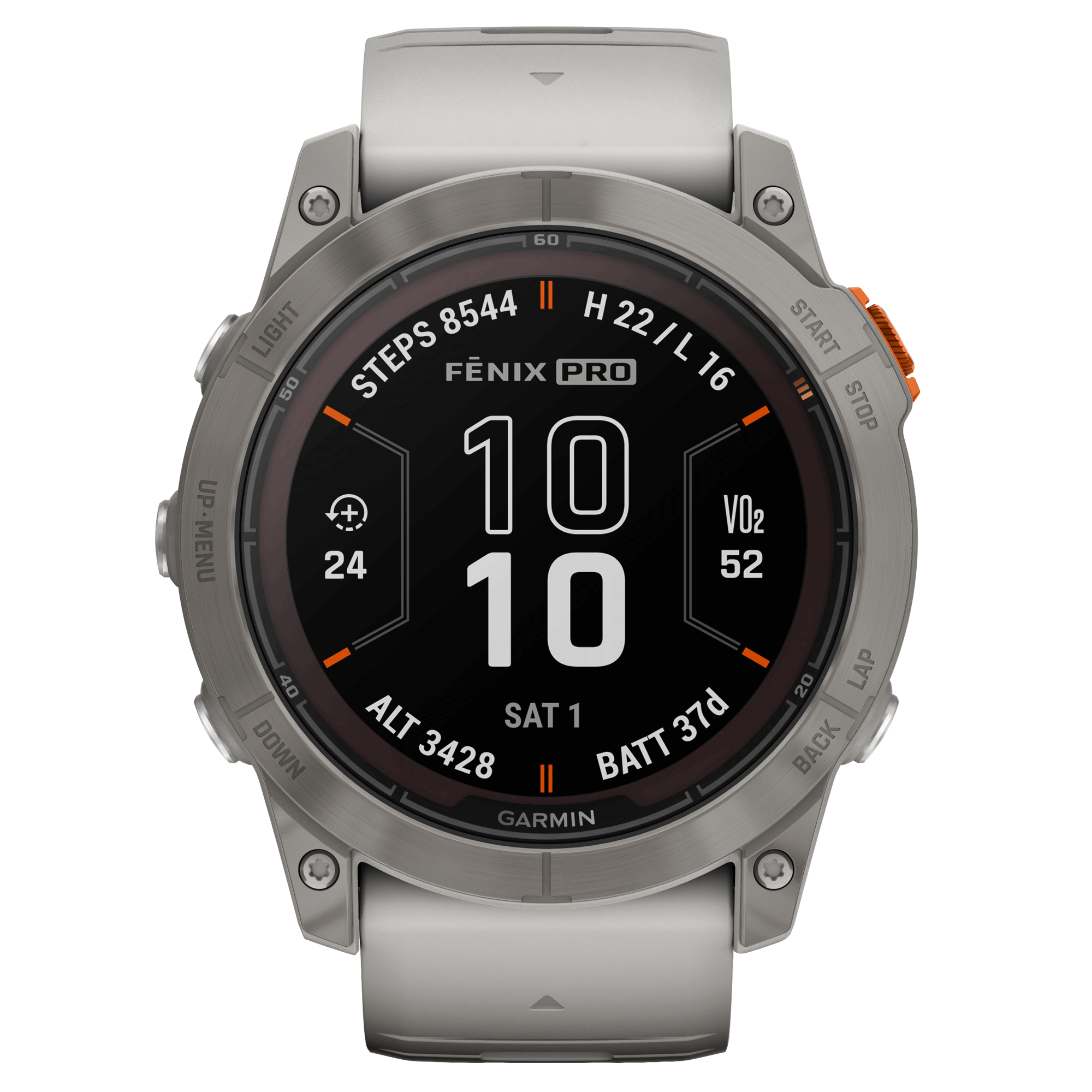 Montre Garmin Fénix 7X Pro Sapphire Solar Edition Titane bracelet silicone gris et orange 51 mm 010-02778-15