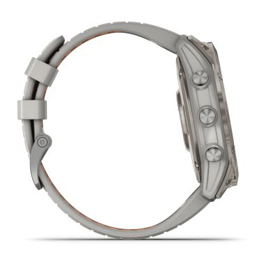Montre Garmin Fénix 7X Pro Sapphire Solar Edition Titane bracelet silicone gris et orange 51 mm 010-02778-15