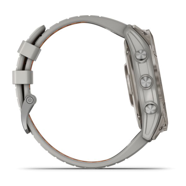 Montre Garmin Fénix 7X Pro Sapphire Solar Edition Titane bracelet silicone gris et orange 51 mm 010-02778-15