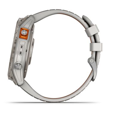 Montre Garmin Fénix 7X Pro Sapphire Solar Edition Titane bracelet silicone gris et orange 51 mm 010-02778-15