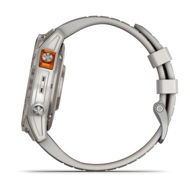 Montre Garmin Fénix 7 Pro Sapphire Solar Edition Titane bracelet silicone gris et orange 47 mm 010-02777-21