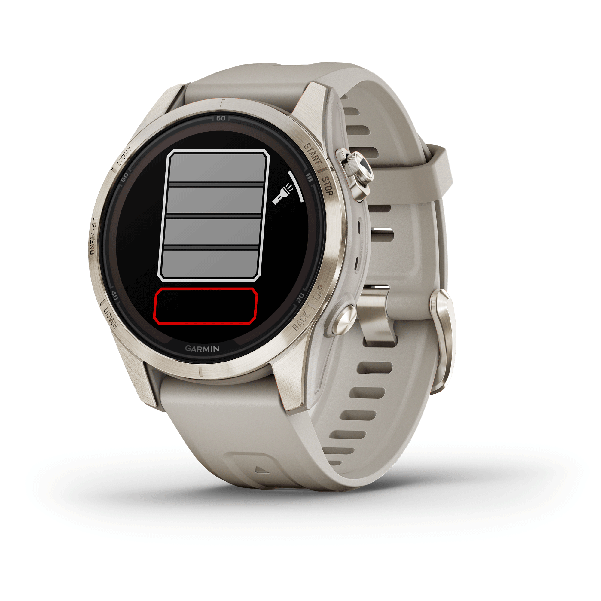 Montre Garmin Fénix 7S Pro Sapphire Solar Edition Selection bracelet silicone crème 42 mm 010-02776-15