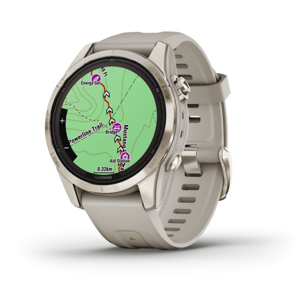 Montre Garmin Fénix 7S Pro Sapphire Solar Edition Selection bracelet silicone crème 42 mm 010-02776-15