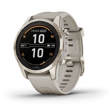 Montre Garmin Fénix 7S Pro Sapphire Solar Edition Selection bracelet silicone crème 42 mm 010-02776-15
