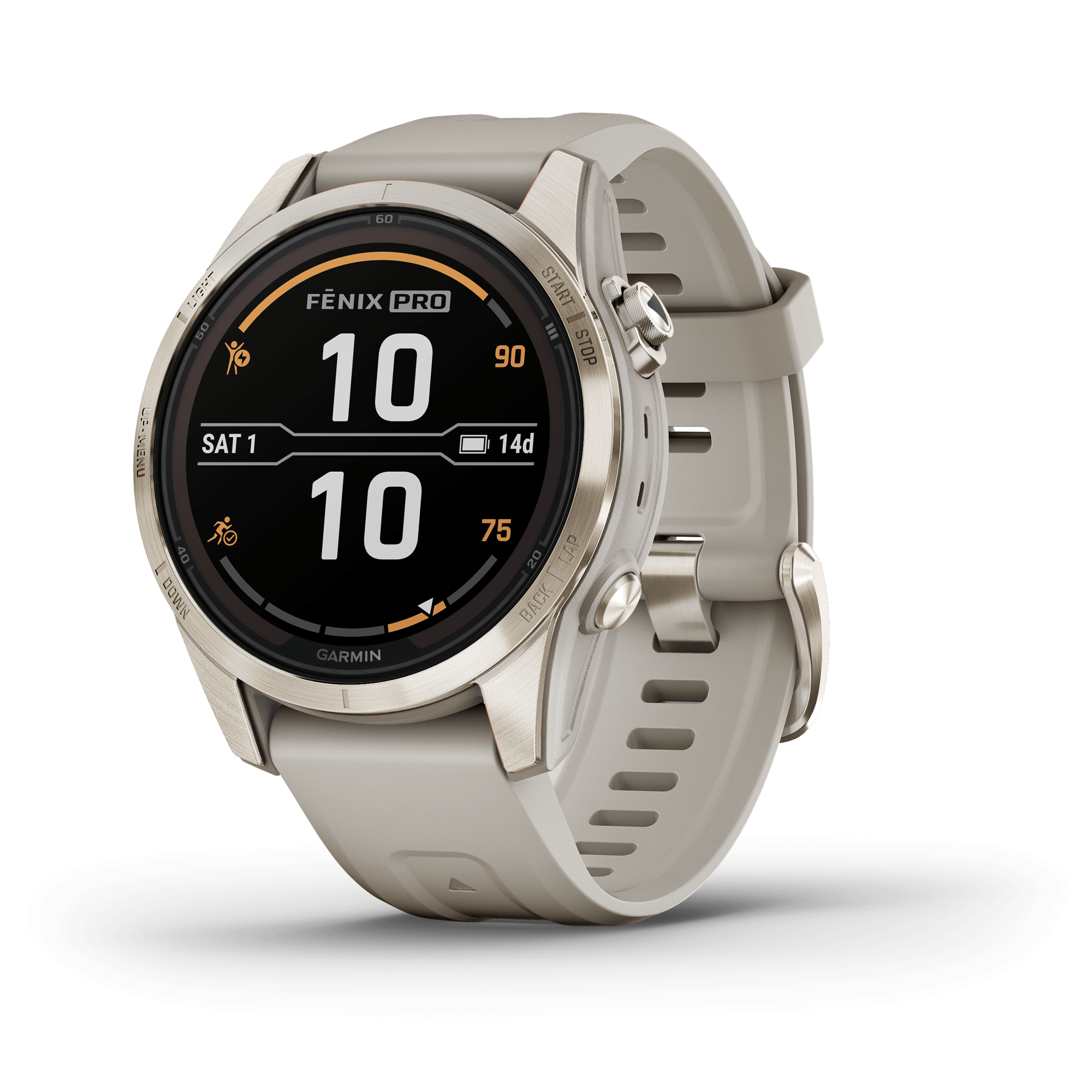 Montre Garmin Fénix 7S Pro Sapphire Solar Edition Selection bracelet silicone crème 42 mm 010-02776-15