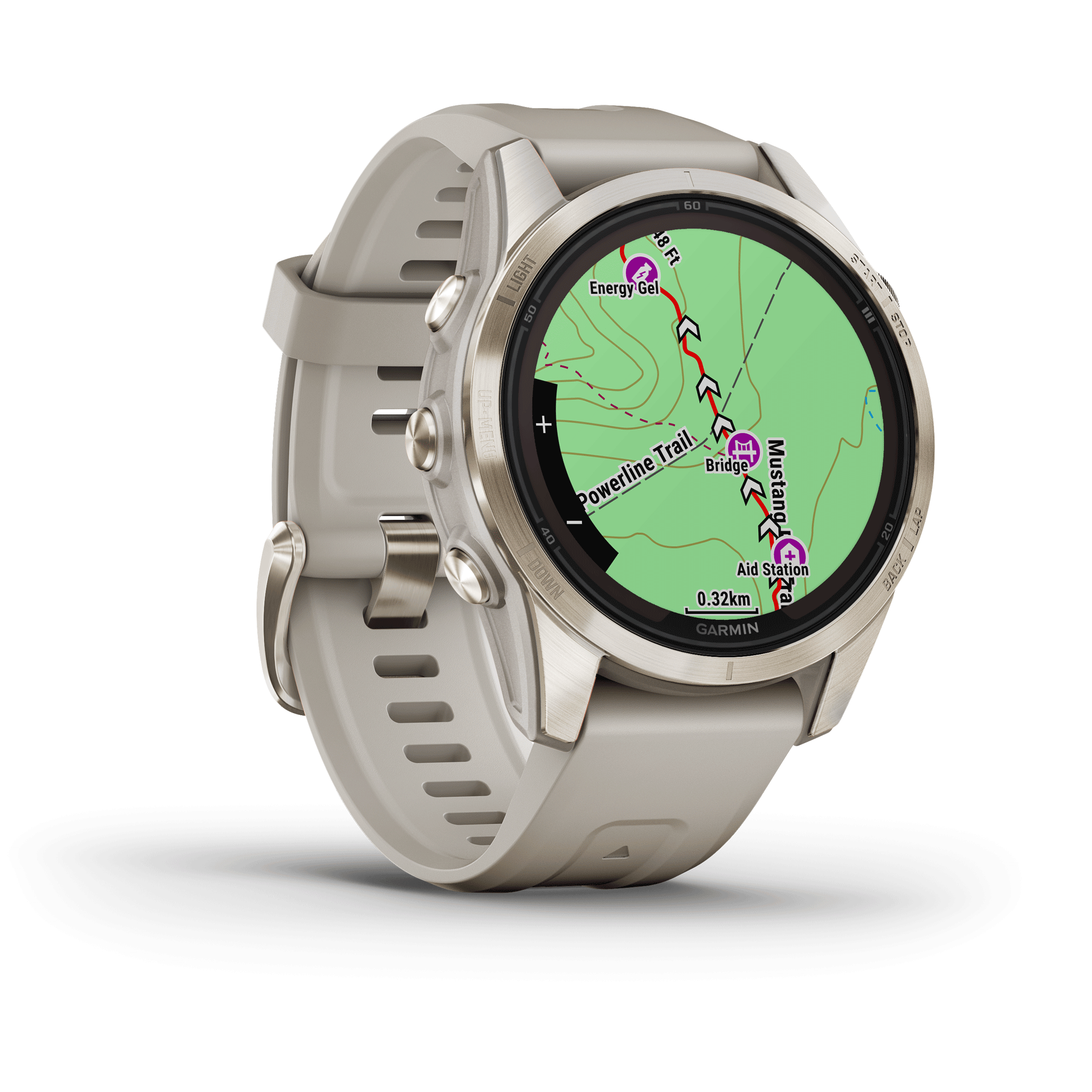 Montre Garmin Fénix 7S Pro Sapphire Solar Edition Selection bracelet silicone crème 42 mm 010-02776-15