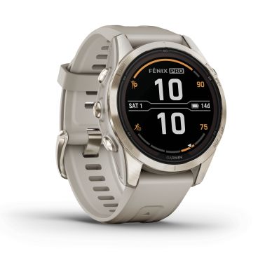 Montre Garmin Fénix 7S Pro Sapphire Solar Edition Selection bracelet silicone crème 42 mm 010-02776-15