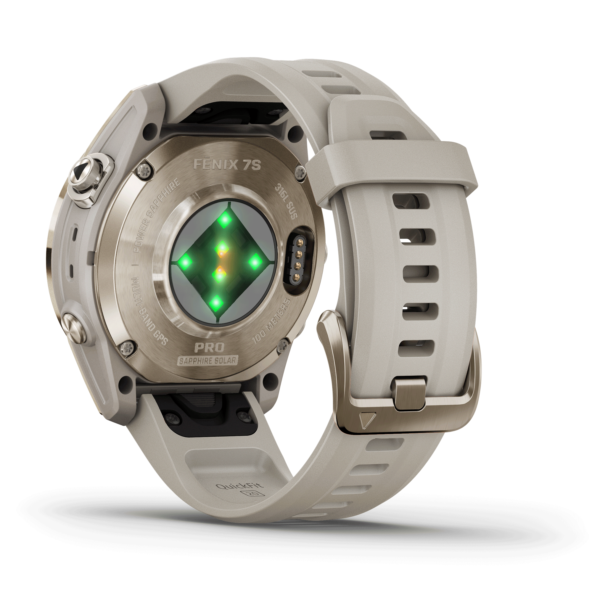 Montre Garmin Fénix 7S Pro Sapphire Solar Edition Selection bracelet silicone crème 42 mm 010-02776-15