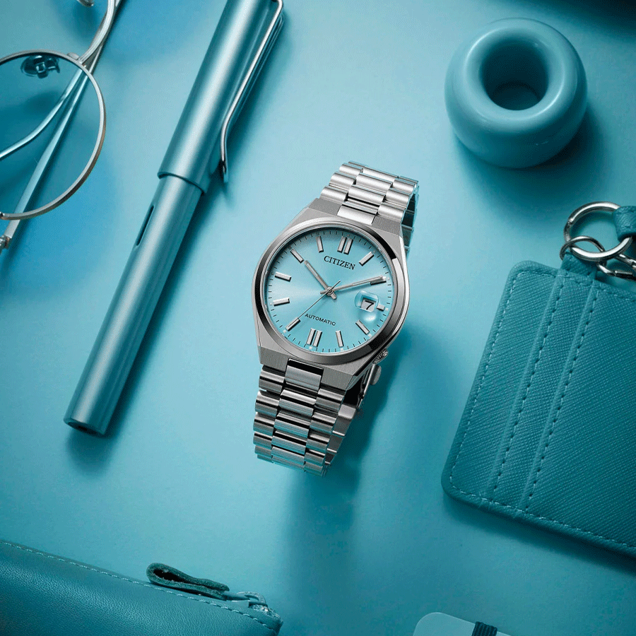 Montre Citizen Tsuyosa automatique cadran bleu "Tiffany" bracelet acier 40 mm