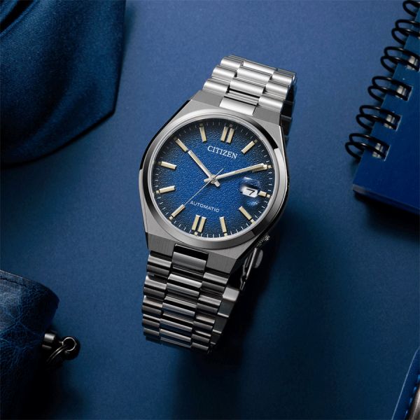 Montre Citizen Tsuyosa automatique cadran bleu foncé bracelet acier 40 mm
