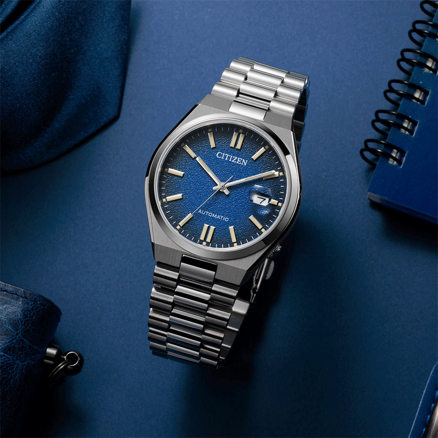 Montre Citizen Tsuyosa automatique cadran bleu foncé bracelet acier 40 mm