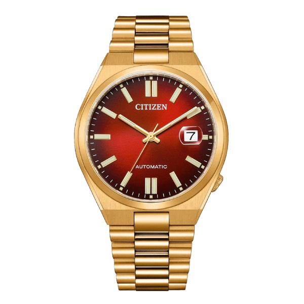 Montre Citizen Tsuyosa automatique cadran rouge bracelet acier 40 mm