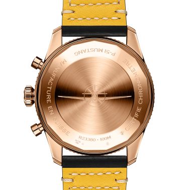 Breitling Classic AVI Chronograph P-51 Mustang Red Gold automatic watch black dial black leather strap 42 mm