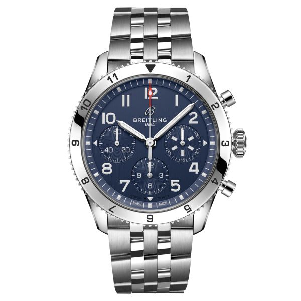 Montre Breitling Classic AVI Chronograph Tribute to Vought F4U Corsaire automatique cadran bleu bracelet acier 42 mm A233801A1C1