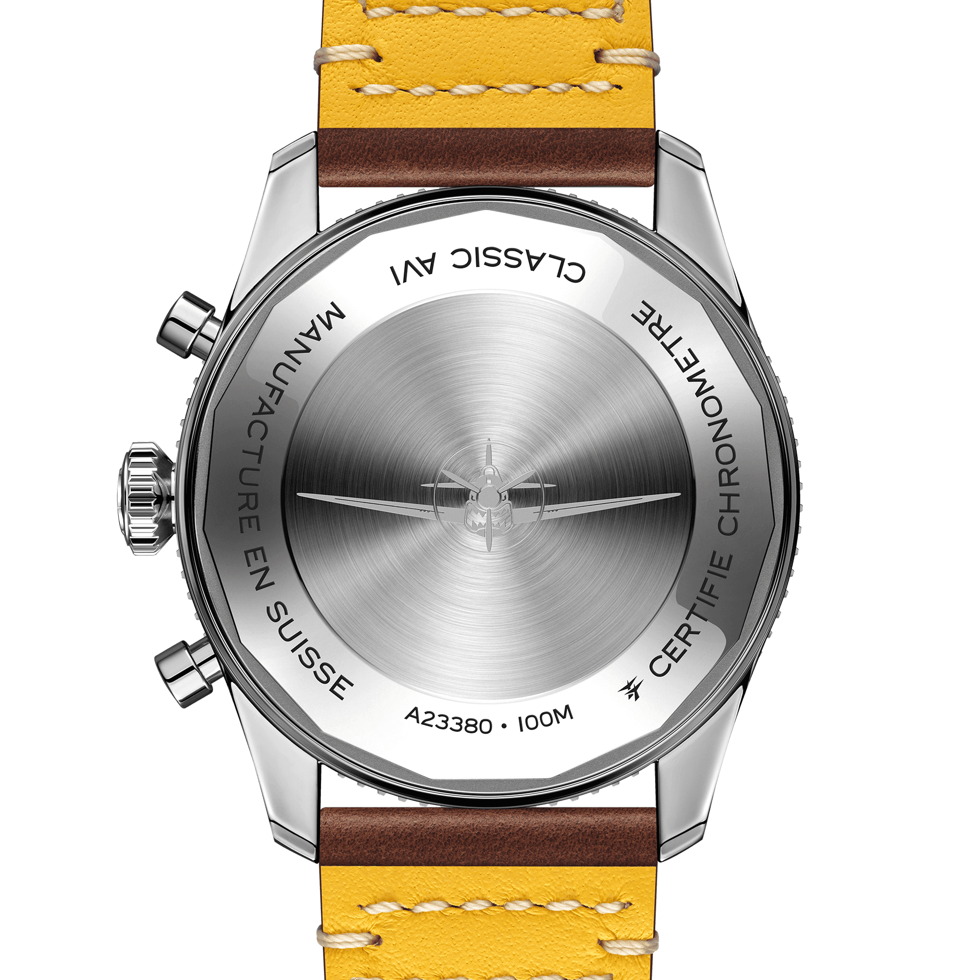 Breitling Classic AVI Chronograph Curtiss Warhawk automatic watch green dial brown leather strap 42 mm