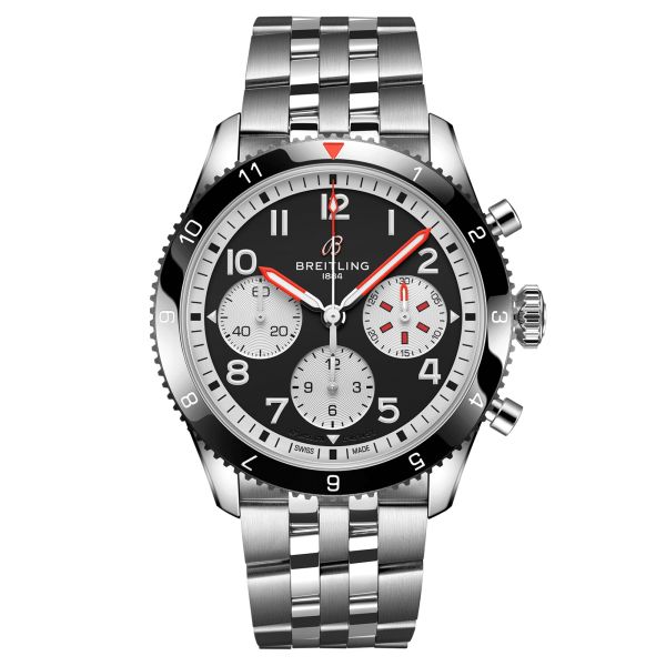 Breitling Classic AVI Chronograph Mosquito automatic watch black dial steel bracelet 42 mm