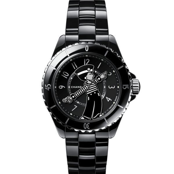 Montre CHANEL Mlle J12 La Pausa automatique cadran noir bracelet céramique 38 mm