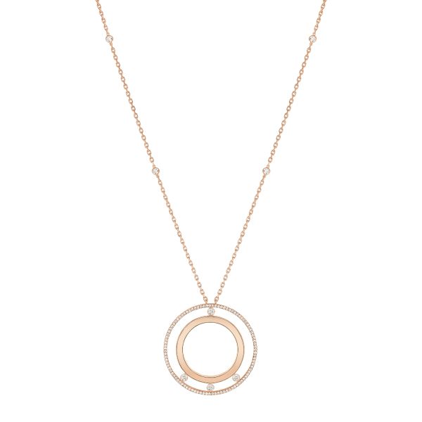 Messika Move Romane Pavé long necklace in diamonds and rose gold