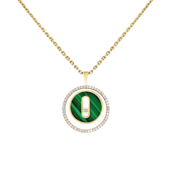 Messika Lucky Move PM necklace in yellow gold, diamonds and malachite
