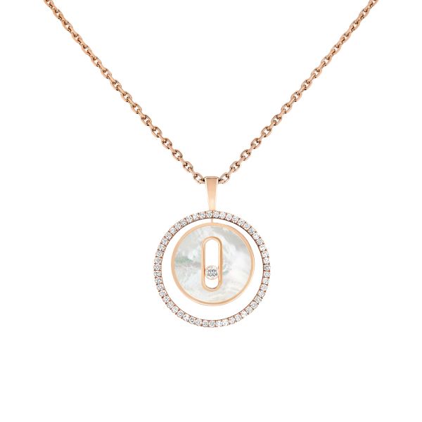 Collier Messika Lucky Move PM en or rose, diamants et nacre blanche
