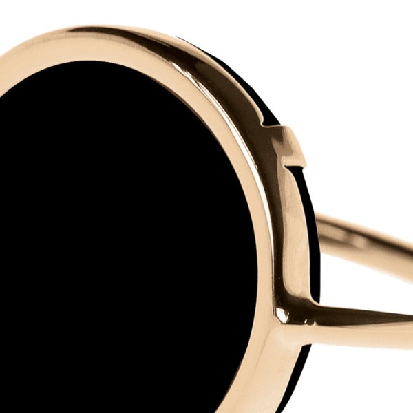 Bague Ginette NY Disc en or rose et onyx