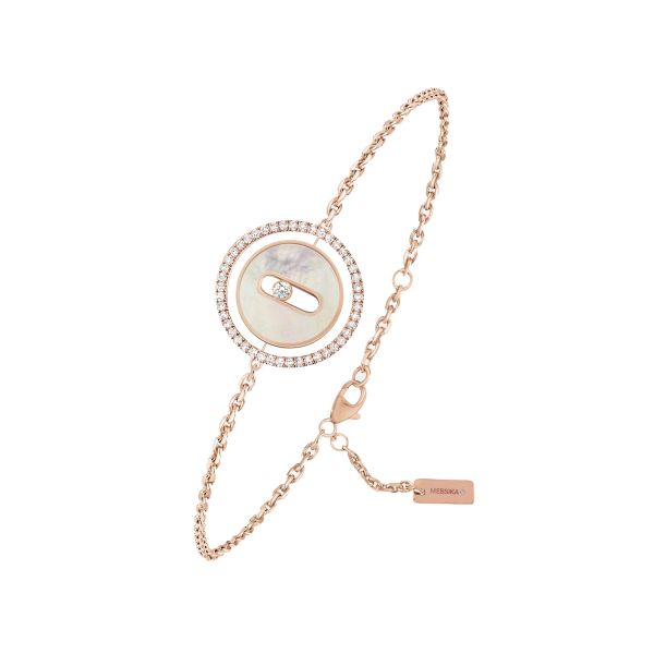 Bracelet Messika Lucky Move PM en or rose, diamants et nacre blanche