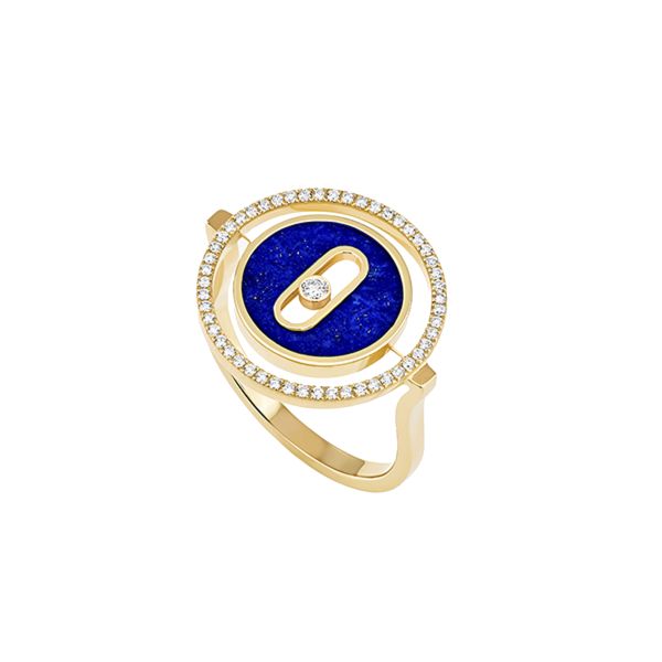 Messika Lucky Move PM ring in yellow gold, diamonds and lapis lazuli