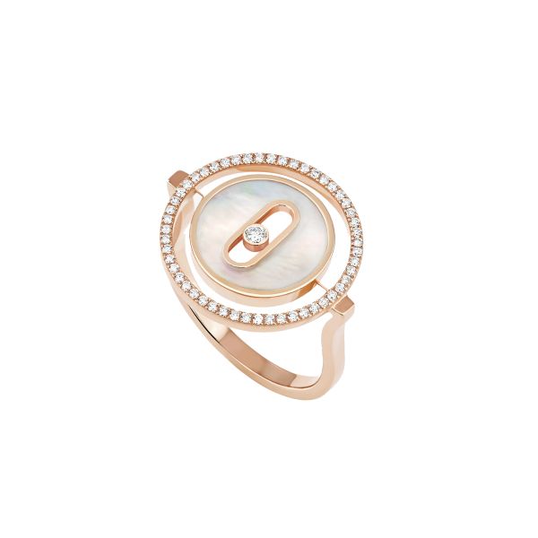 Bague Messika Lucky Move PM en or rose, nacre blanche et diamants