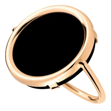 Bague Ginette NY Disc en or rose et onyx
