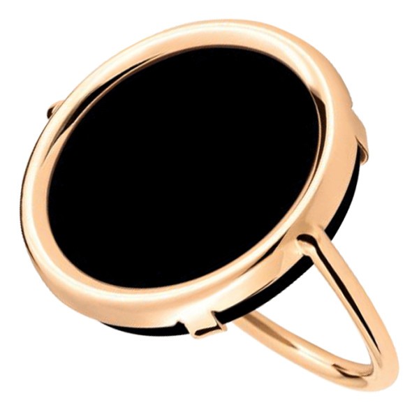 Bague Ginette NY Disc en or rose et onyx