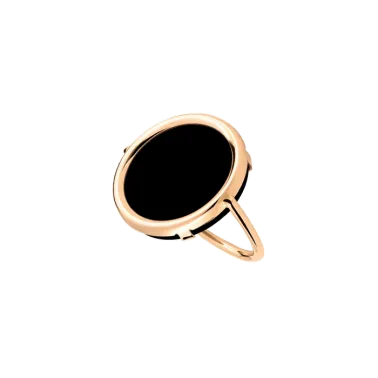 Bague Ginette NY Disc en or rose et onyx