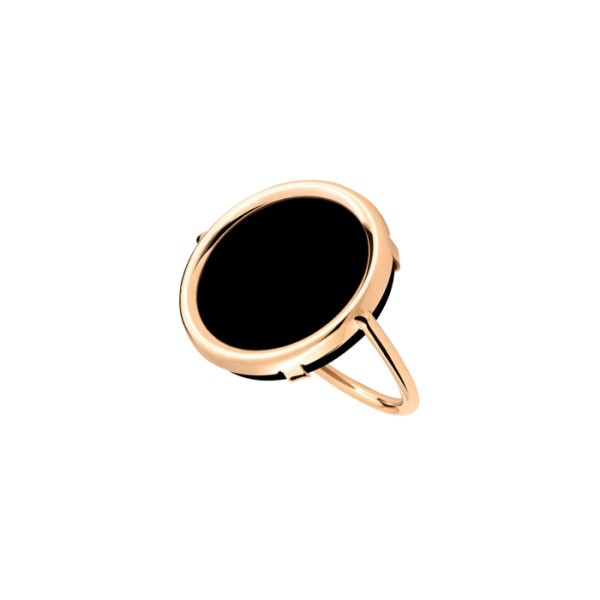 Bague Ginette NY Disc en or rose et onyx