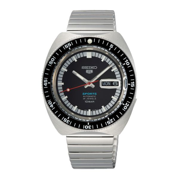 Seiko "Re-creation First Seiko 5 Sports 61-5D" automatic black dial stainless steel bracelet 39,5 mm