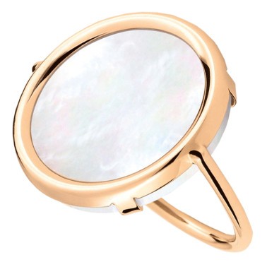 Bague Ginette NY Disc en or rose et nacre