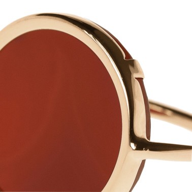 Bague Ginette NY Disc en or rose et Cornaline