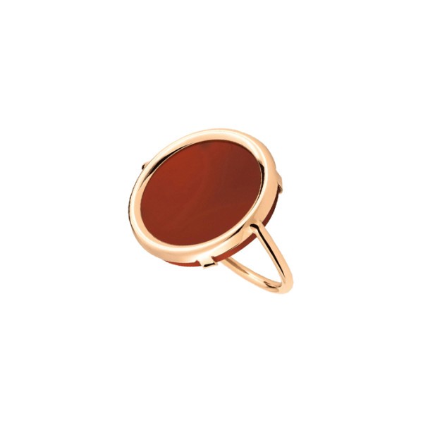 Bague Ginette NY Disc en or rose et Cornaline