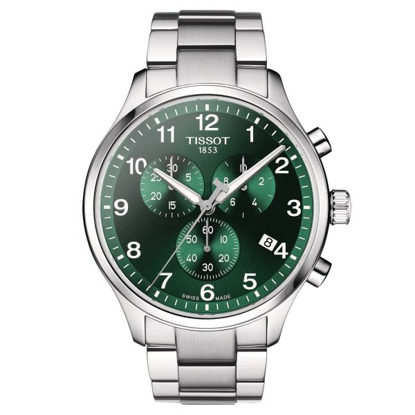 Montre Tissot T-Sport Chrono XL Classic quartz cadran vert bracelet acier 45 mm T116.617.11.092.00