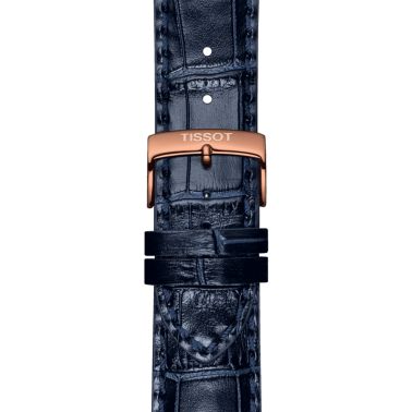 Tissot T-Sport Chrono XL Classic PVD Rose Gold quartz watch blue dial blue leather strap 45 mm