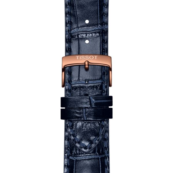 Montre Tissot T-Sport Chrono XL Classic PVD Or Rose quartz cadran bleu bracelet cuir bleu 45 mm T116.617.36.042.00