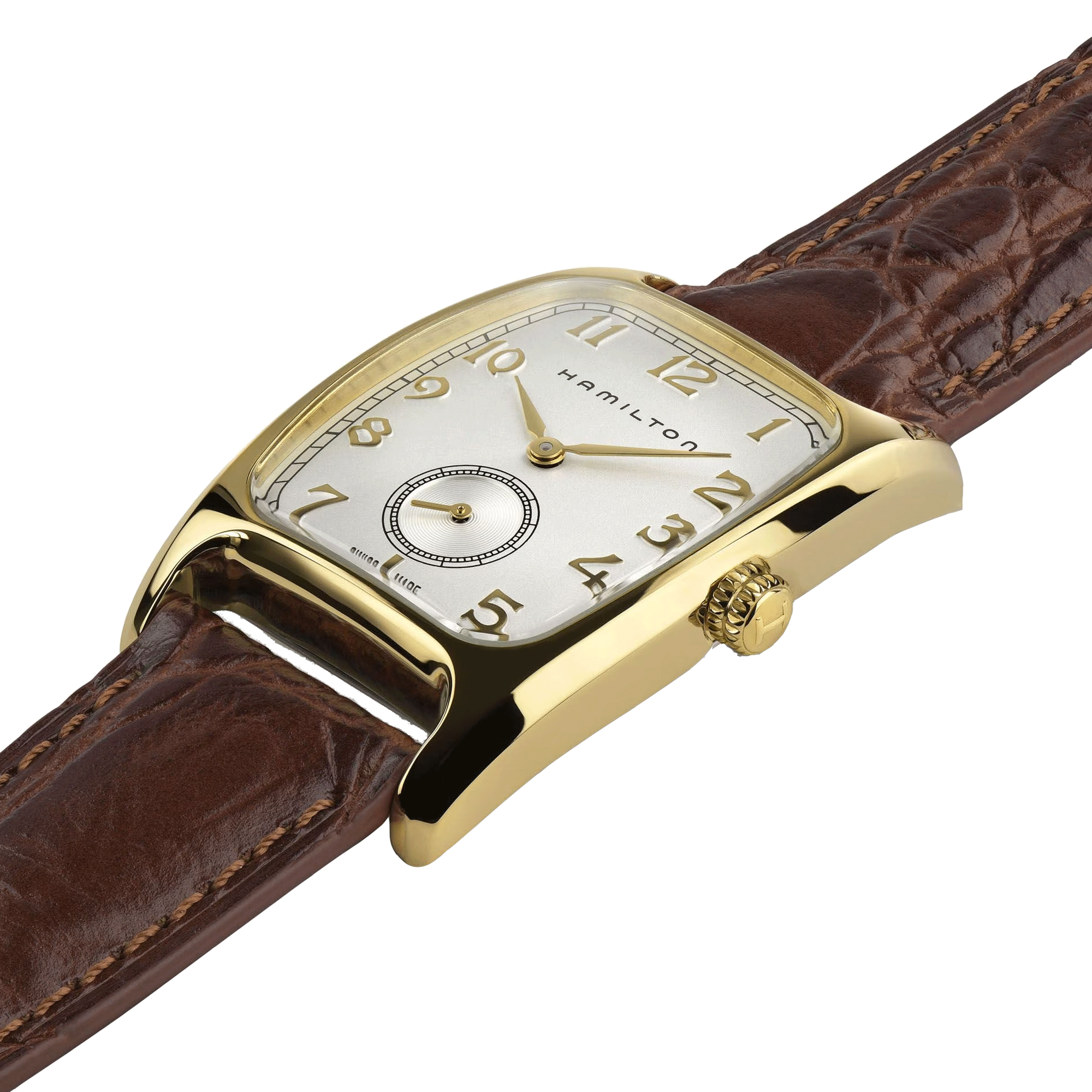 Montre Hamilton American Classic Boulton quartz cadran blanc bracelet cuir brun 27 mm H13431553