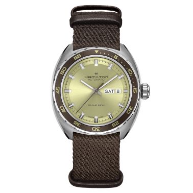 Hamilton American Classic Pan Europ Day Date automatic watch green dial green leather strap 42 mm
