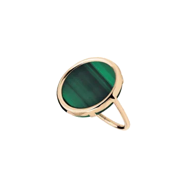 Bague Ginette NY Ever Disc en or rose et malachite