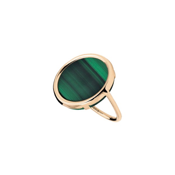 Bague Ginette NY Ever Disc en or rose et malachite