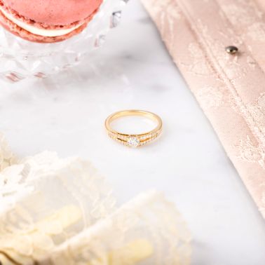 Solitaire Lepage Première Dame en or jaune et diamants - diamètre 43