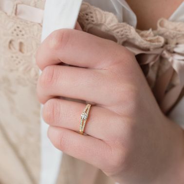 Solitaire Lepage Première Dame en or jaune et diamants