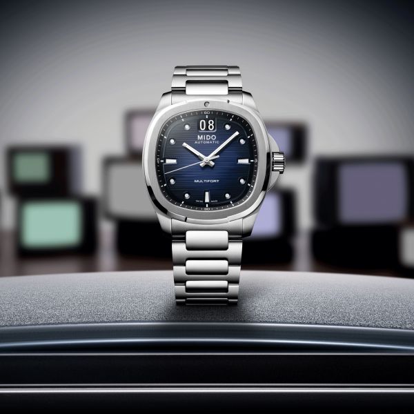 Montre Mido Multifort TV Big Date automatique cadran bleu bracelet acier 40 mm M049.526.11.041.00