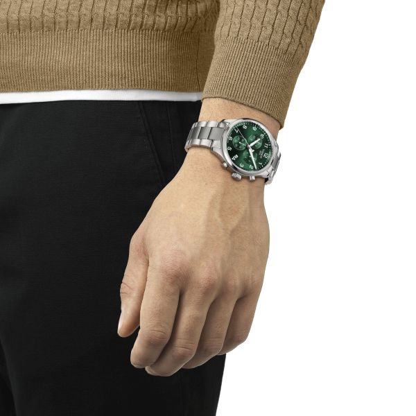 Tissot T-Sport Chrono XL Classic quartz green dial steel bracelet 45 mm