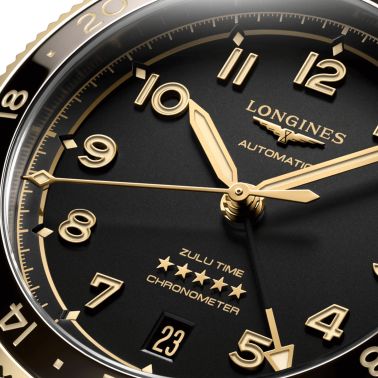 Montre Longines Spirit Zulu Time Steel&Gold automatique cadran anthracite bracelet acier 39 mm L3.802.5.53.6