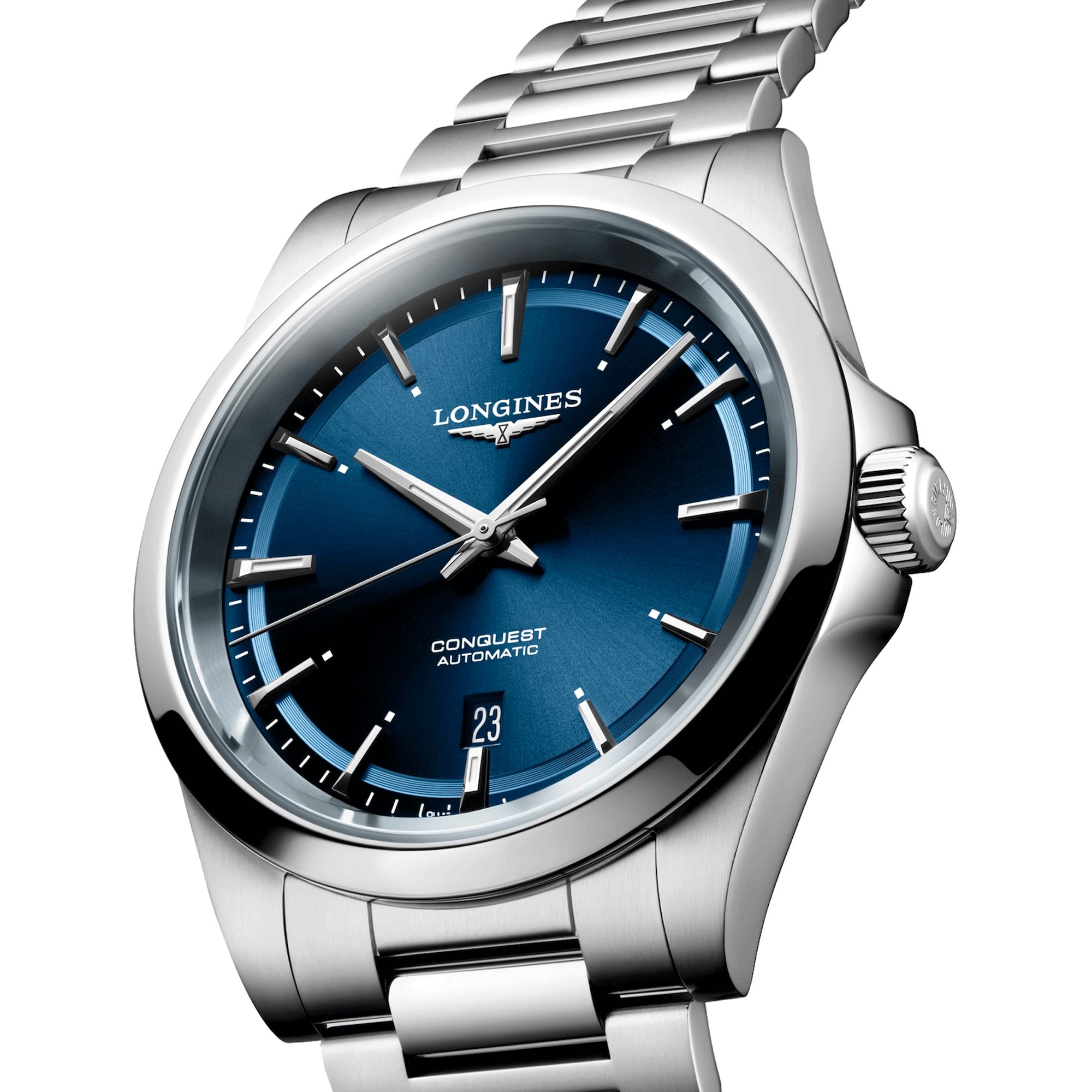 Montre Longines Conquest 2023 automatique cadran bleu bracelet acier 41 mm L3.830.4.92.6