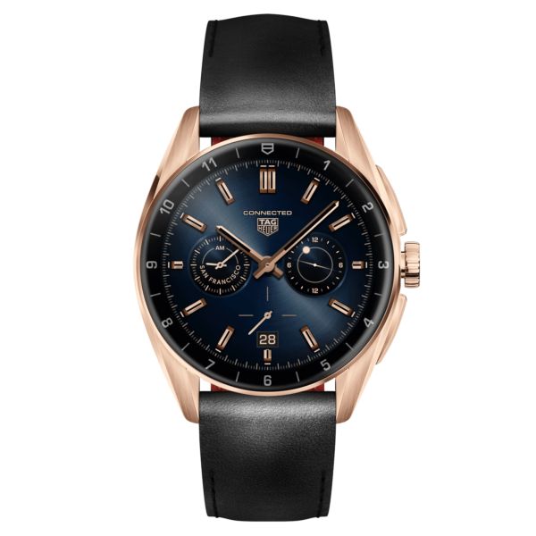 TAG Heuer Connected Calibre E4 Golden Bright Edition PVD Rose Gold watchleather strap 42 mm